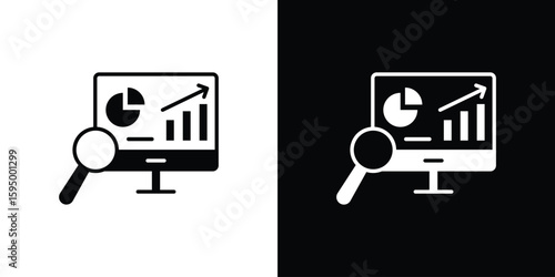 Data Analysing icon concept. silhouette icon.