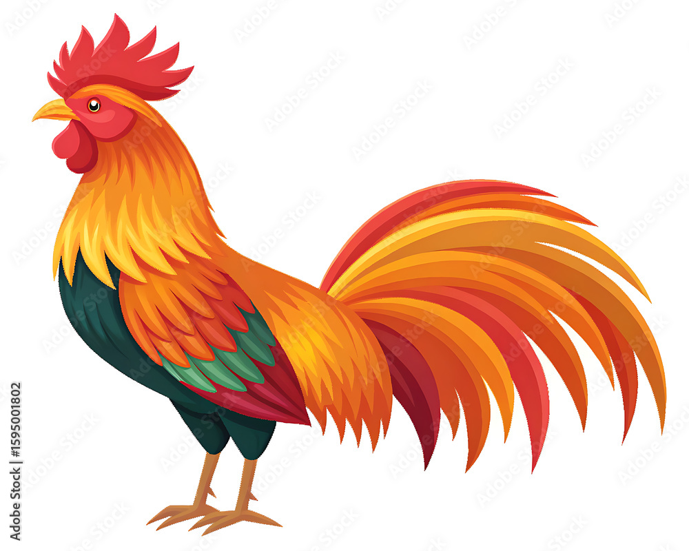 Fototapeta premium An elegant phoenix chicken icon set against a clean white background.