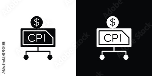 Consumer prices index icon concept. silhouette icon.