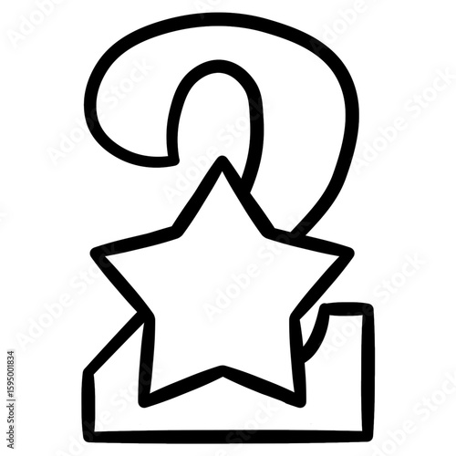 Number icon with star for achievement, reward, success concept