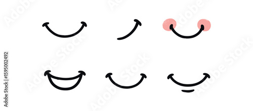 hand drawn cute doodle style isolated Smile crescent arc Smile dimple mark Smile rosy cheeks Smile happy grin Smile mouth curve Smile grin shadow