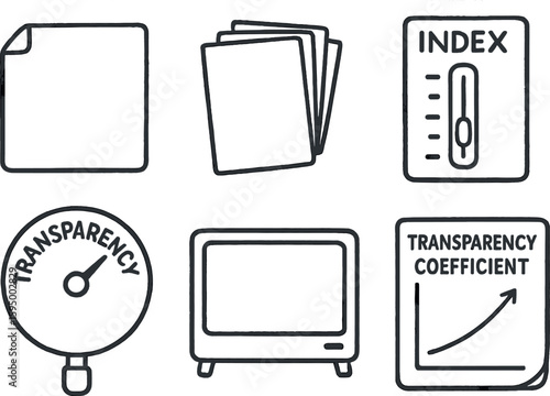 hand drawn cute doodle style isolated transparency film sheet transparency layer stack transparency index meter transparency gauge tool transparency box transparency coefficient chart
