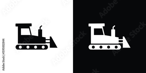 Bulldozer icon concept. silhouette icon.