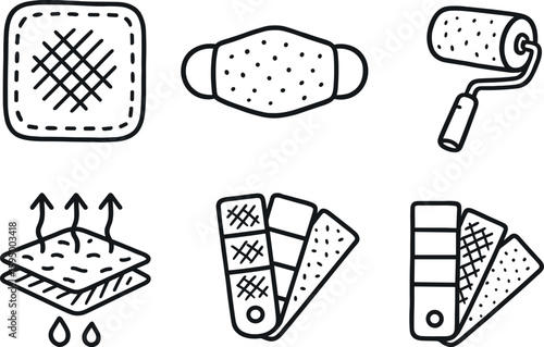 hand drawn cute doodle style isolated fabric pattern design fabric upholstery pad fabric mask filter fabric smoothing roller fabric moisture wicking fabric color chart