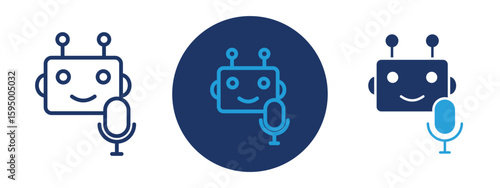set of pixel perfect colored Voice assistant icon , 1 Silhouette, 1 Unexpanded, Microphone and waveform symbol indicating voice-command technology.