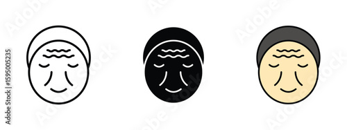 set of pixel perfect colored Wrinkle icon , 1 Silhouette, 1 Unexpanded, Skin lines icon indicating aging or need for skincare treatment.