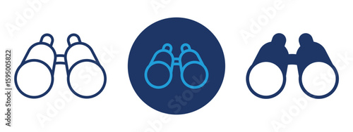 set of pixel perfect colored Binoculars icon , 1 Silhouette, 1 Unexpanded, Binoculars for birdwatching or sightseeing representation.
