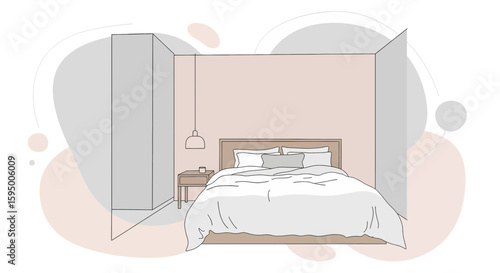 Minimalist bedroom with bed and nightstand design