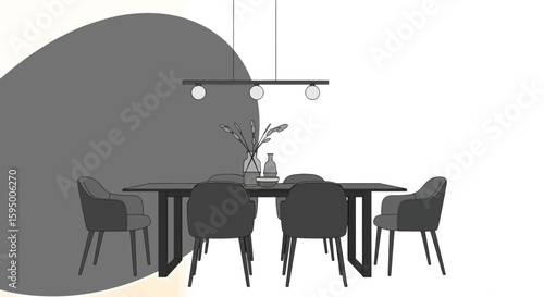 Modern dining room with chairs and pendant light