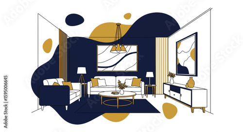 Stylish modern living room with sofa and decorative elements