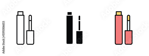 set of pixel perfect colored Concealer icon , 1 Silhouette, 1 Unexpanded, Makeup concealer stick or tube to mask imperfections.