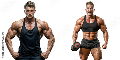 body builder man isolated on white background, PNG