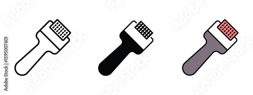 set of pixel perfect colored derma roller icon , 1 Silhouette, 1 Unexpanded, Skincare tool used in derma rolling treatments.