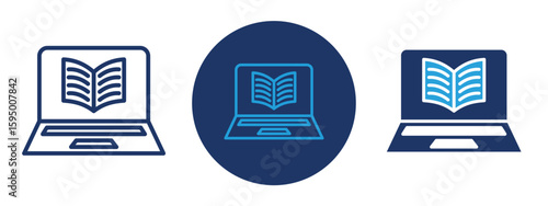 set of pixel perfect colored digital textbook icon , 1 Silhouette, 1 Unexpanded, Icon of a digital educational book.