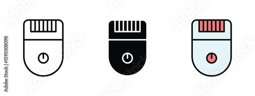 set of pixel perfect colored epilator icon , 1 Silhouette, 1 Unexpanded, Electric device used to remove hair.