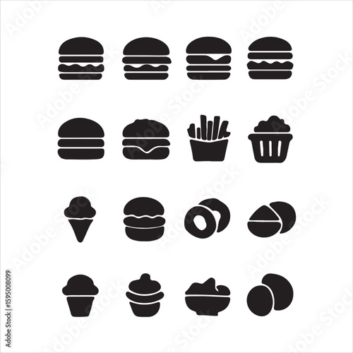 Fast food icon set