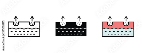 set of pixel perfect colored exfoliation icon , 1 Silhouette, 1 Unexpanded, Face being exfoliated with scrub.