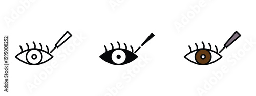 set of pixel perfect colored eyeliner icon , 1 Silhouette, 1 Unexpanded, Pencil or brush applying eyeliner.