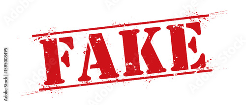 Red Fake Word Grunge Stamp sign isolated on transparent background. Distressed Fake Stamp.
Grunge Fake Alert.  Vector