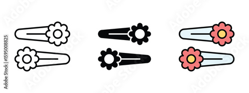 set of pixel perfect colored Hair Clip icon , 1 Silhouette, 1 Unexpanded, Claw-style hair clip icon for styling or securing hair.