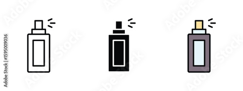 set of pixel perfect colored Hair spray icon , 1 Silhouette, 1 Unexpanded, Hair spray can icon for setting hairstyles.
