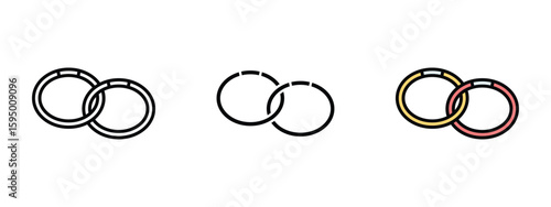 set of pixel perfect colored Hair Tie icon , 1 Silhouette, 1 Unexpanded, Small loop icon used to tie up hair.