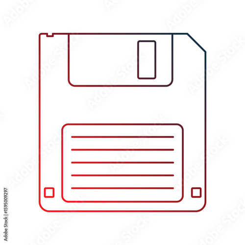 floopy disk gradient outline icon with white background vector stock illustration