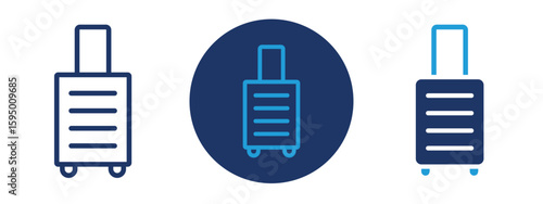 set of pixel perfect colored Luggage icon , 1 Silhouette, 1 Unexpanded, Suitcase representing travel and baggage.