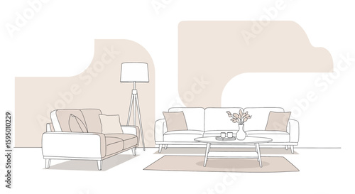 Living room furniture with sofa armchair and coffee table setup