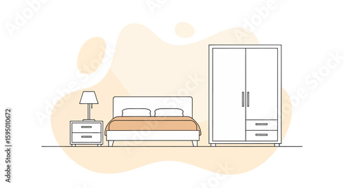 minimalist bedroom with bed nightstand and wardrobe