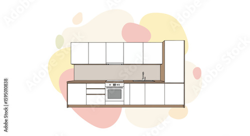 modern kitchen with cabinets countertop and appliances