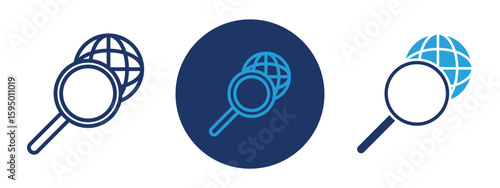 set of pixel perfect colored Research icon , 1 Silhouette, 1 Unexpanded, Magnifying glass over document icon indicating research or investigation.