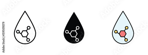 set of pixel perfect colored Retinol icon , 1 Silhouette, 1 Unexpanded, Retinol bottle icon symbolizing skincare or anti-aging product.