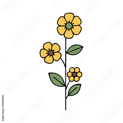 Simple Yellow Floral Stem Modern Design