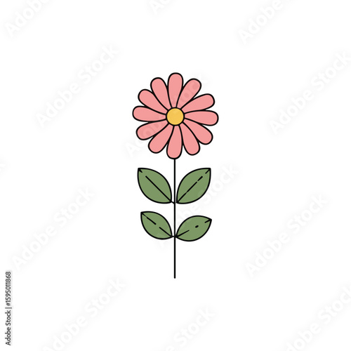 Cute pink flower minimal logo design