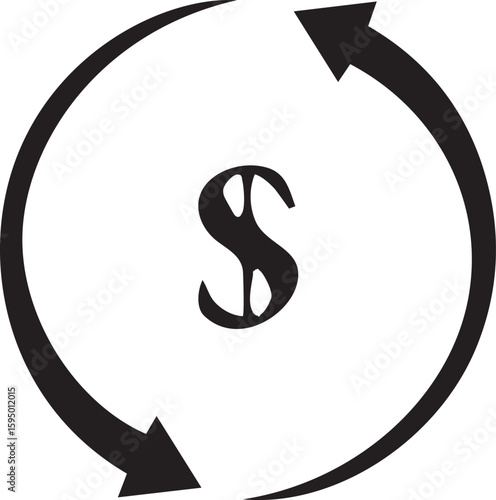 Money Exchange Illustration Symbolizing Financial Transactions, Investment, and Economic Circulation in a Simplified and Elegant Manner