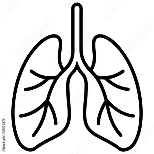 Lungs icon line art vector illustration 