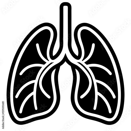 Lungs icon line art vector illustration 
