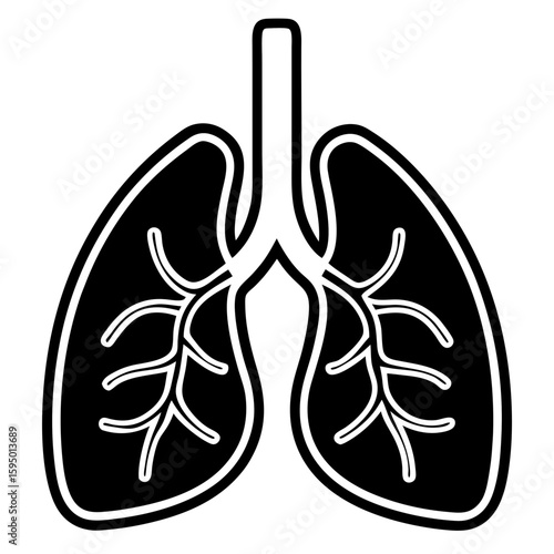 Lungs icon line art vector illustration 
