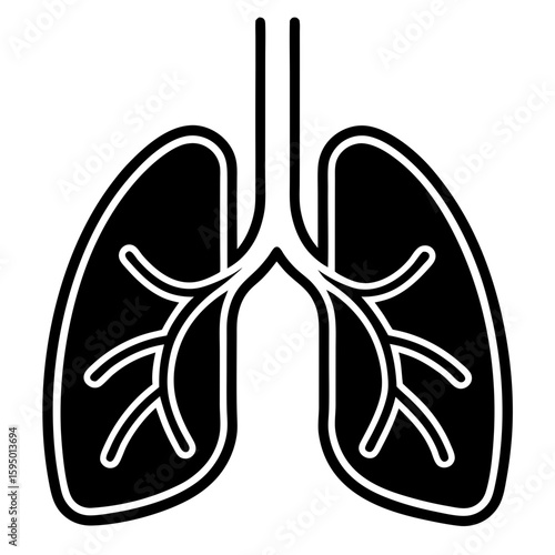Lungs icon line art vector illustration 
