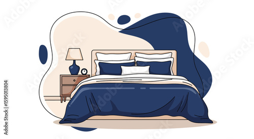 Bedroom with bed and bedside table in modern style