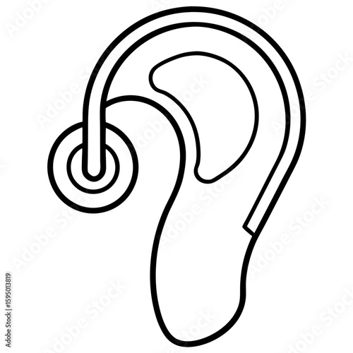 Hearing aid line art vector illustration 