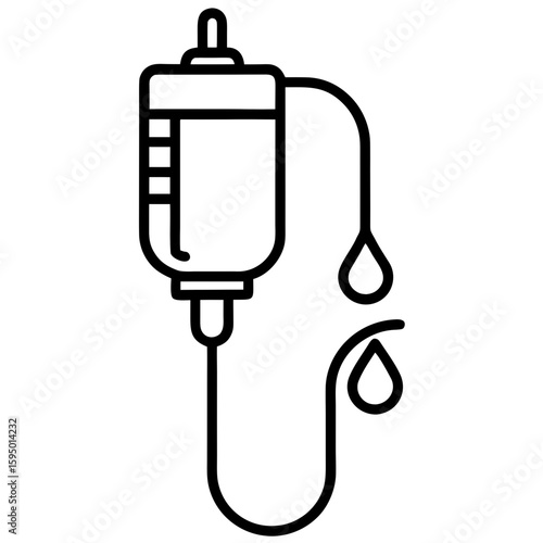 IV drip line art vector illustration 