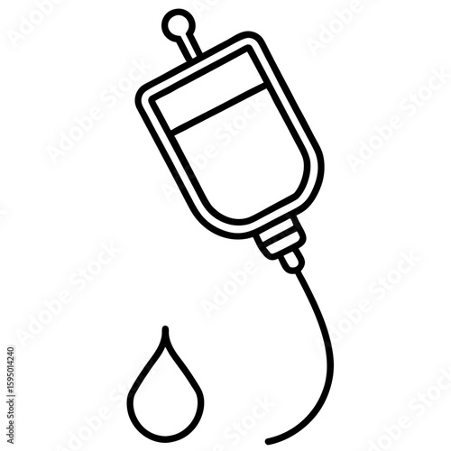 IV drip line art vector illustration 