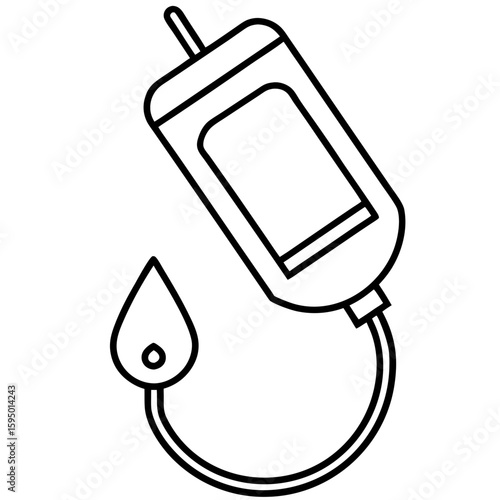IV drip line art vector illustration 