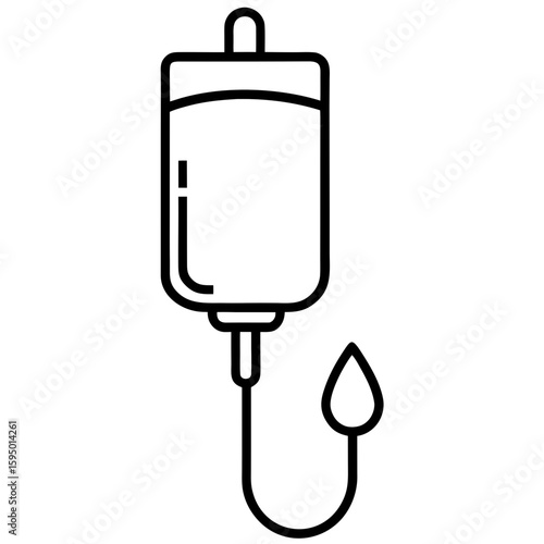 IV drip line art vector illustration 
