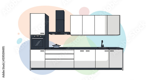 modern kitchen with cabinets stove and sink