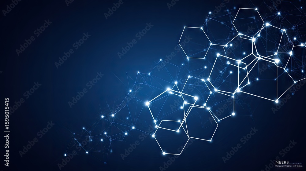 Fototapeta premium Abstract network design with glowing polygons.
