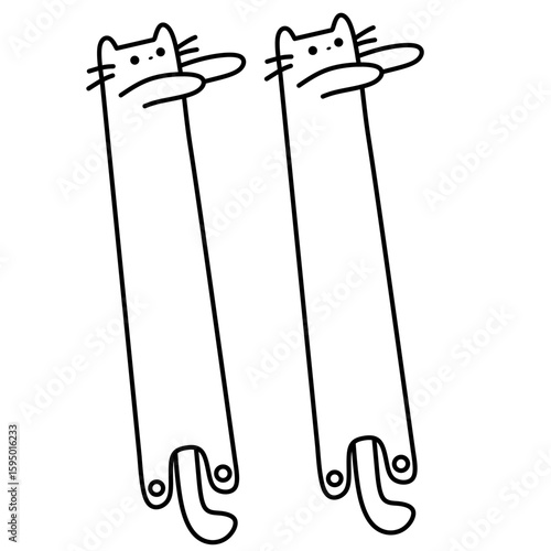 Vector illustration of cat bookmark design style line art outline 