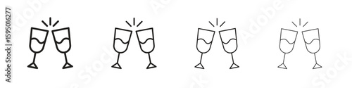 Wine toast icon vector illustration. EPS 10 editable vector.